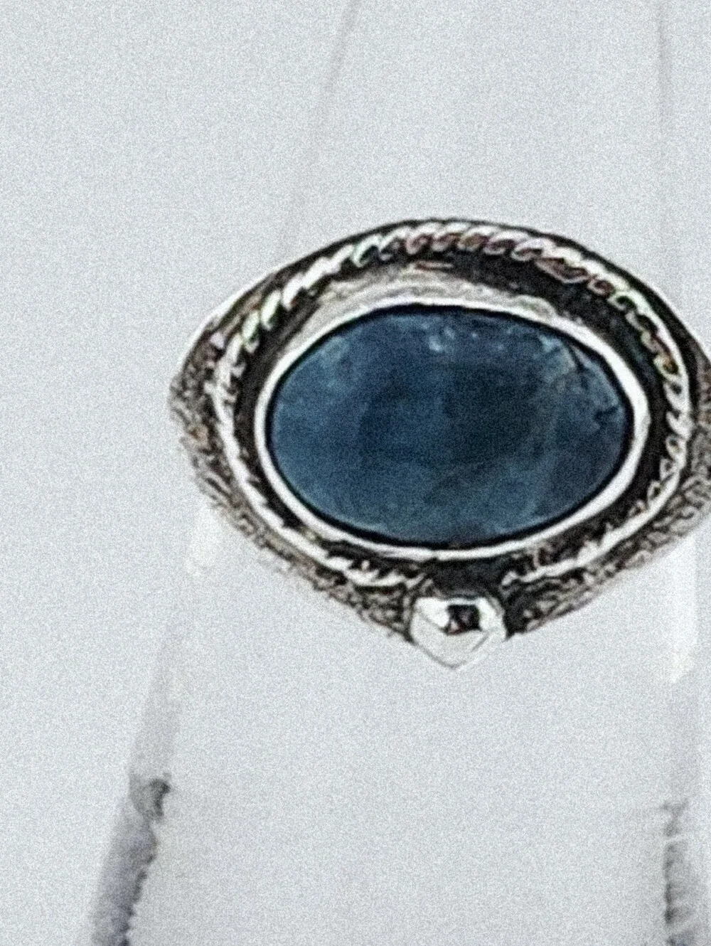 BLUE APATITE OVAL RING GEMSTONE HANDMADE RING IN STERLIN SILVER METAL UNISEX 6